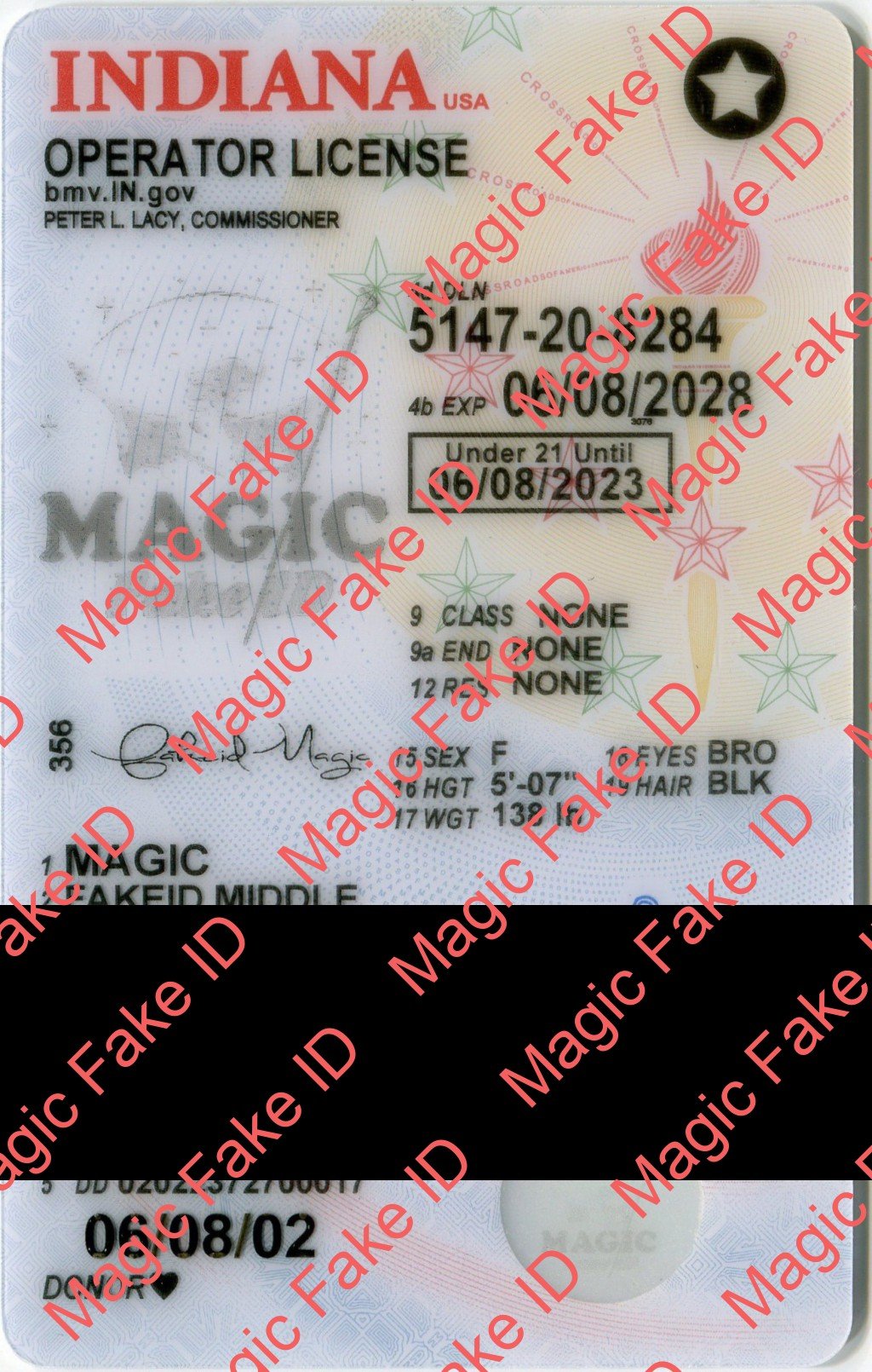 New Indiana U21 Driver License Polycarbonate
